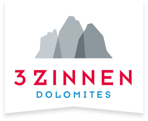 Logo 3 Zinnen Dolomites con illustrazione stilizzata delle tre cime rocciose