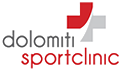 Logo Dolomiti Sportclinic con croce rossa e testo in grigio scuro