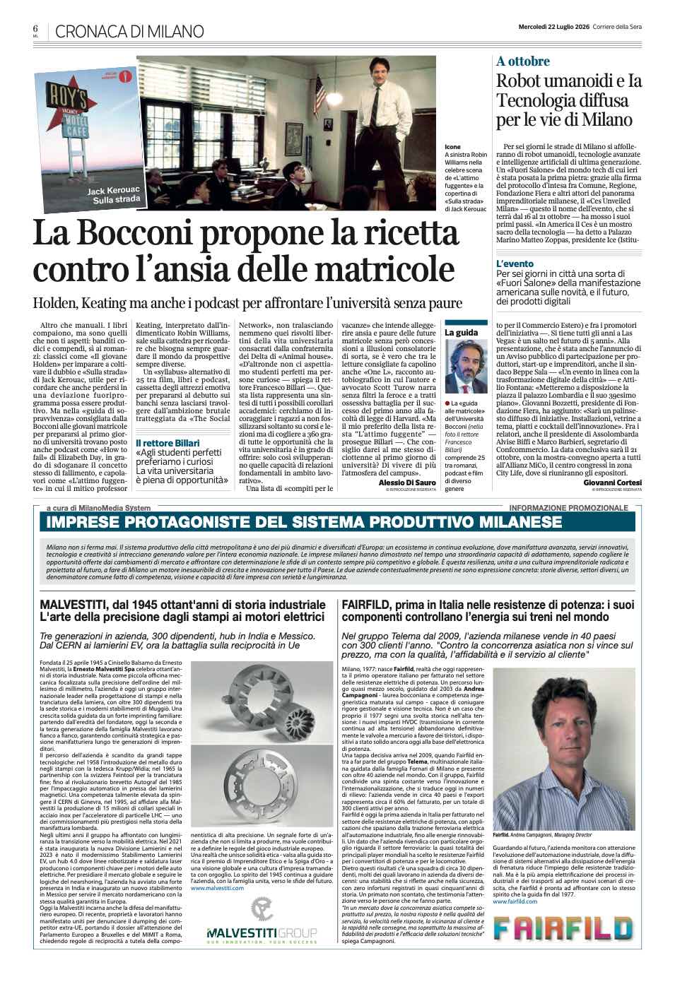 IMPRESE PROTAGONISTE DEL SISTEMA PRODUTTIVO MILANESE